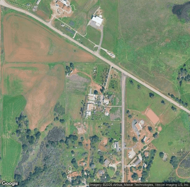 Aerial view of Highland Valley Christmas Tree Farm in Ramona, CA