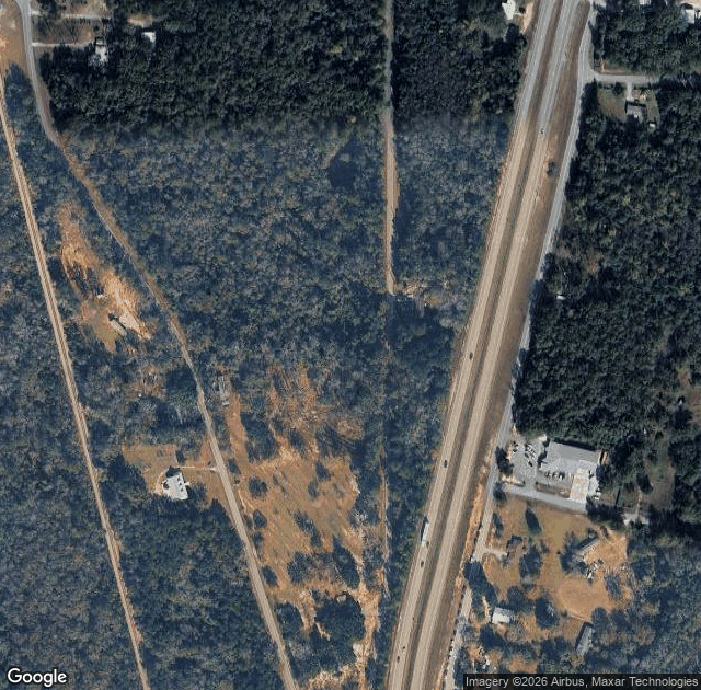 Aerial view of Holly Berry Hills Christmas Tree Farm in Saucier, MS