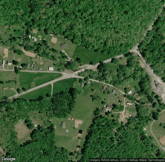 Aerial view of Lake's Tree Farm in Hacker Valley, WV