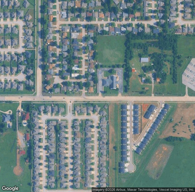 Aerial view of Pioneer Homestead Christmas Tree Farm in Oklahoma City, OK