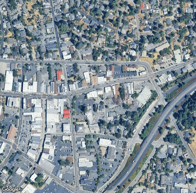 Aerial view of Rainbow Ridge Christmas Tree Farm in Grass Valley, CA