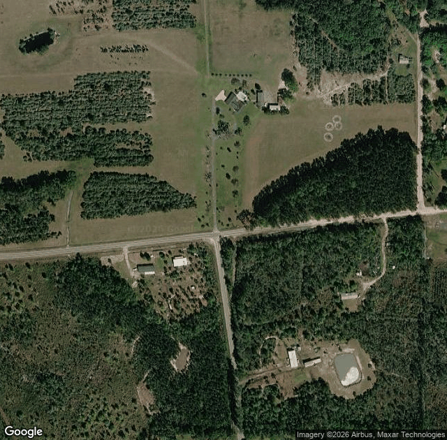 Aerial view of Rudolph's Christmas Tree Farm in Sanderson, FL