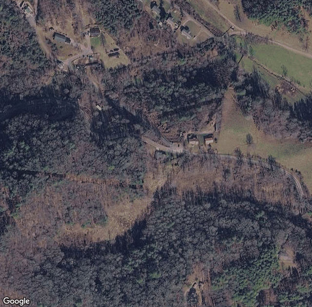 Aerial view of Sandy Hollar Farms in Leicester, NC