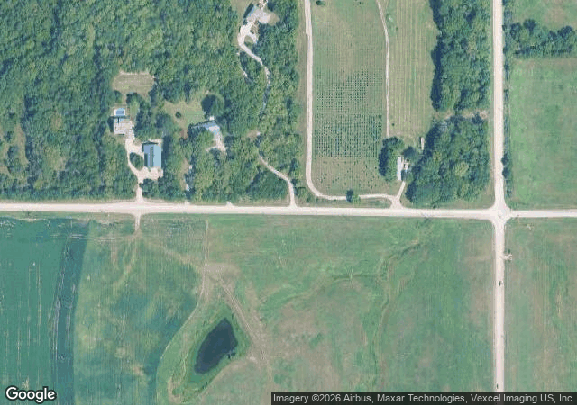 Aerial view of Strawberry Hill Christmas Tree Farm in Lawrence, KS