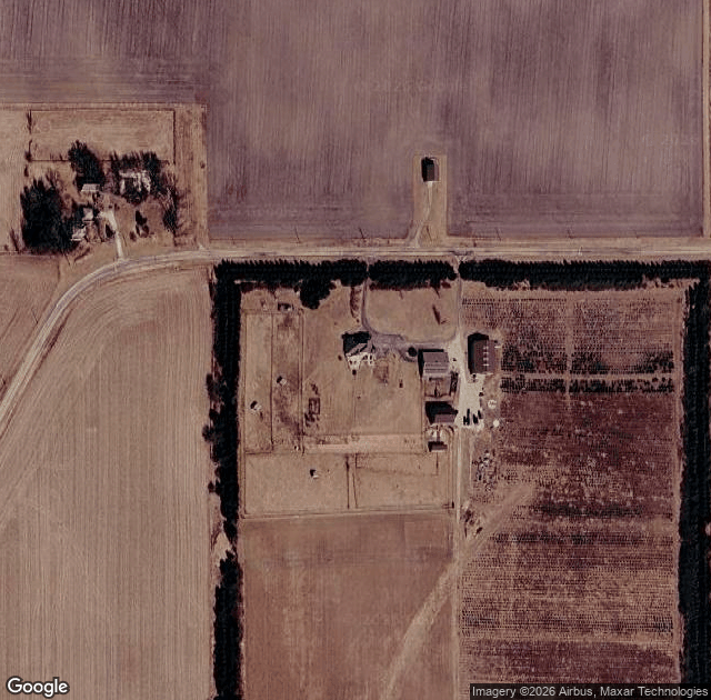Aerial view of Whispering Pines Reindeer Ranch and Tree Farm in Shabbona, IL